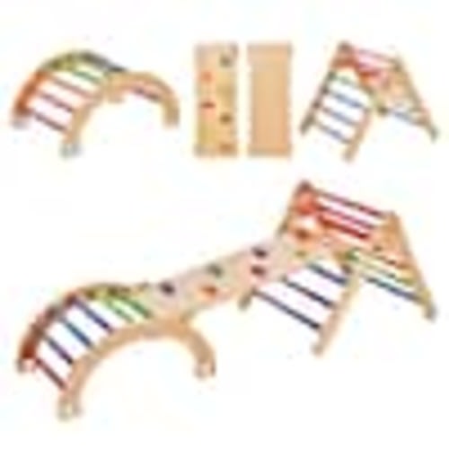 VEVOR Pikler Triangle Set, 5 in 1 Toddler Climbing Toys Indoor Playground, Large Size Wooden Climbing Gym SJTZSJTCSLM0EPNJ6V0
