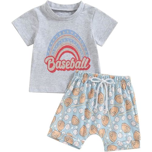 Kupretty Baby Boy Clothes Toddler Summer Outfit Short Sleeve T-Shirt Tee Tops Joggers Casual Shorts 2Pcs Clothing Set