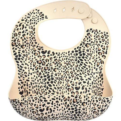 Three Little Tots Modern Silicone Baby Bib – Adjustable Fit Waterproof Catch Bibs (