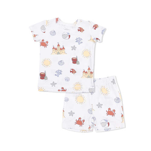 Short Loungewear Set, Sunny Sandcastles