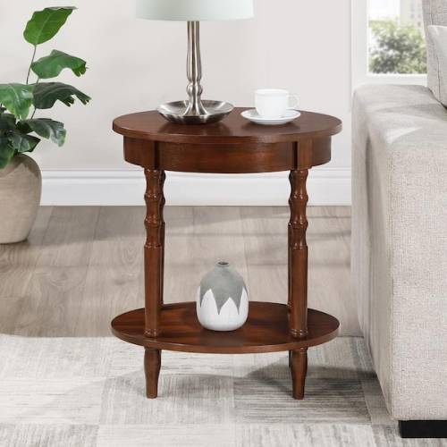 Classic Accents Brandi 20.5 in. W Espresso Oval MDF End Table with Shelf