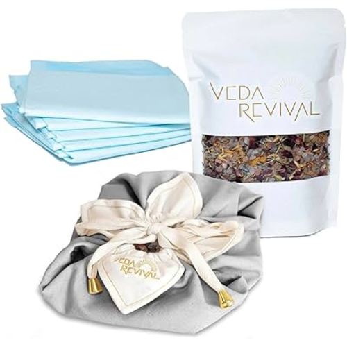 Lotus Birth Kit - Natural Home Birth Essentials - Aromatic Herbal Blend, Cotton Placenta Bag and Herb-Salt Mix for a Safe, Clean and Gentle Birth Transition - Grey