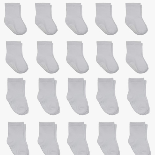 Little Me 20-Pack Newborn Baby Infant & Toddler Unisex Socks, 0-12/12-24 Months, Assorted Size Pack, White