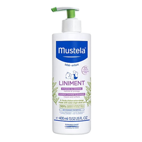Mustela Liniment - No-Rinse Baby Cleanser for Diaper Change - with Extra Virgin Olive Oil - Fragrance-Free - 13.52 fl. Oz