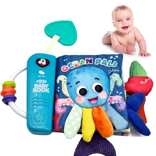 Baby Books Toys, Ocean Pals Touch and Feel Music Cloth Book for Infant Baby 6-12-18 Months, Early Learning Education Shower Easter Gifts for Boys Girls (Ocean Pals)