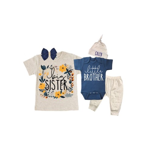 Big Sister/Little Brother Matching Sibling Set. Baby Shower Gift. Take Home Outfit. Matching Sibling Set