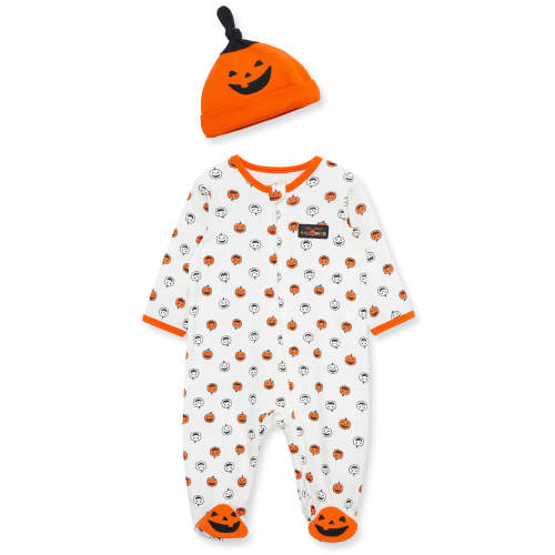 Pumpkin Zip Footie & Hat (NB-9M)