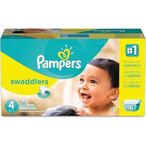 Pampers Size 4 Swaddlers Diapers, White, 116 Count
