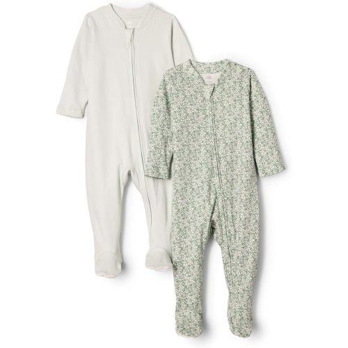 Amazon Essentials x Sofia Grainge Unisex Babies' Cotton Footed Sleep and Play Bodysuit, Pack of 2