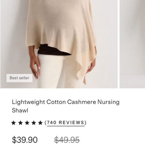 Lightweight Cotton Cashmere Nursing Shawl in Heather Oatmeal