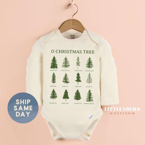 Christmas Baby Onesies® Brand: O Christmas Tree Bodysuit, Holiday Baby Outfit, Cute Gender Neutral Baby Shower Gift(CA-CHR44)