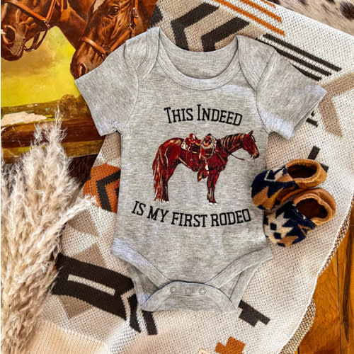 Indeed My First Rodeo S/S Onesie/S/S Tee(little kid)(Heathered Grey)