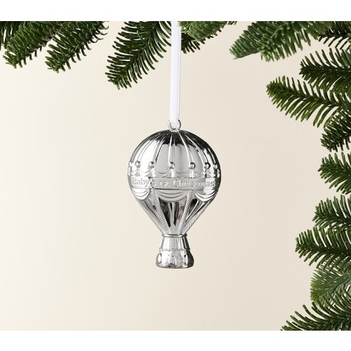 Baby's First Christmas Hot Air Balloon Silver Keepsake Ornament