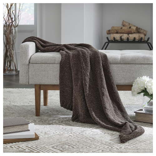 Signature Design by Ashley Anawood Chenille Throw Blanket, Brown, 50" x 60"