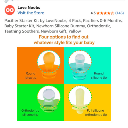 Pacifier Starter Kit by LoveNoobs, 4 Pack, Pacifiers 0-6 Months, Baby Starter Kit, Newborn Silicone Dummy, Orthodontic, Teething Soothers, Newborn Gift, Yellow