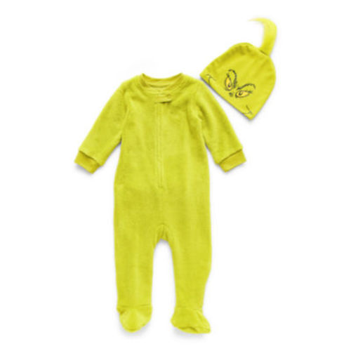 Baby Unisex Dr. Seuss Grinch Fleece Long Sleeve Matching Family Footed Pajamas