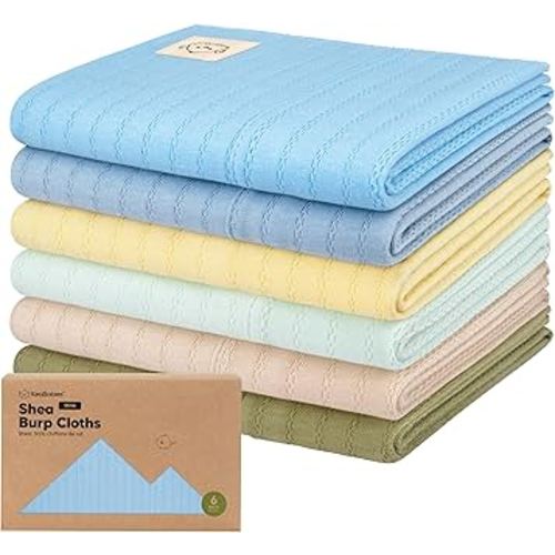 KeaBabies Organic Cotton Burp Cloths Baby Girl, Boy - 6-Pack Large Burping Clothes for Babies, Spit Up Rags, Super Soft & Absorbent Newborn Wash Towels, Gender Neutral, Non-Shrink (Stria, Daybreak)