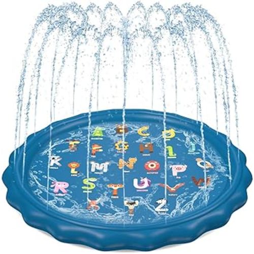 Jasonwell Splash Pad Sprinkler for Kids 60" Splash Play Mat Outdoor Water Toys Inflatable Splash Pad Baby Toddler Pool Boys Girls Children Outside Backyard Dog Sprinkler Pool for Age 1 2 3 4 5 6 7 8 9
