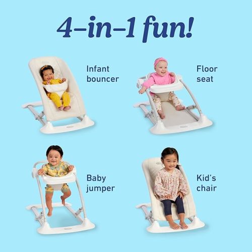 Graco Jumpstart 4-in-1 Adjustable Infant Activity Bouncer & Jumper, Versatile Baby Swing, Floor Seat, and Kids Chair with Snack Tray, Wren