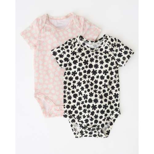 Baby Onesie Two-Pack | Cream & Pink Chamomiles - Kindred Bravely