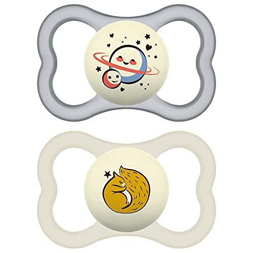 MAM Supreme Night Baby Pacifier, for Sensitive Skin, Patented Nipple, 2 Pack, 6-16 Months, Unisex