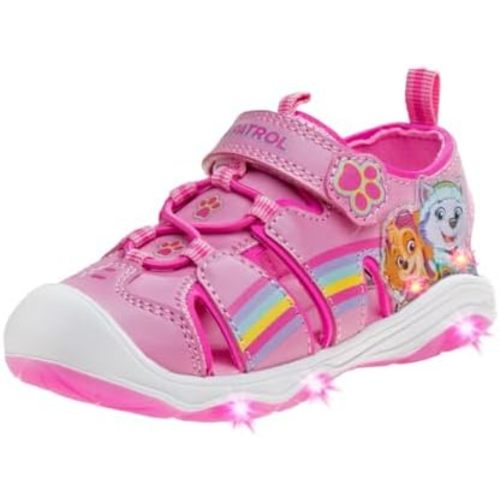 Nickelodeon Girls Paw Patrol Light Up Shoes- Summer Sandals- Kids Water Shoes - Skye Everest Beach Adjustable Strap Closed Open Toe Outdoor Sport Hero Character Lights (Toddler/Little Kid)