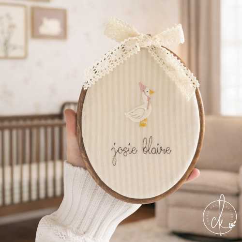 Personalized Newborn Gift | Embroidered Name Hoop | Baby Girl Birth Announcement Sign | E5
