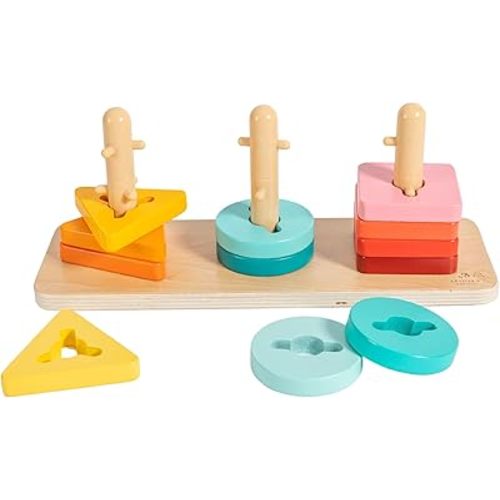 Montessori-Inspired Stacking, Shapes and Colors Sorting Toys for Toddlers, Twist and Pivot, Problem-Solving and Fine Motor Skills Development, Educational and Learning Toys for 1+ Year Old