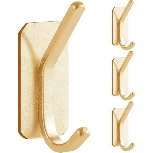 Paoli Heavy Duty Adhesive Hooks,Self-Adhesive Hooks Multiple Colors and Styles 30 lb Maximum Load for Home Schools and Offices (4pc, Gold)