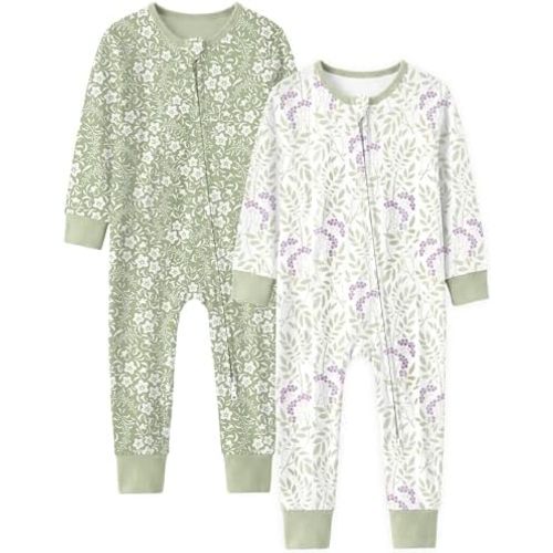 Unnivoll Toddler Pajamas 100% Cotton Footless Baby Pajamas Baby Boy Girl Clothes Snug Fit 2 Pack