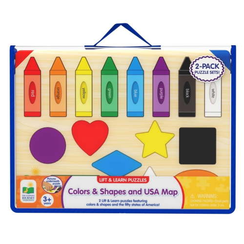 Lift and Learn Puzzles Colors and Shapes + USA Map 2 Pack