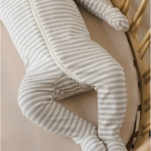 Quincy Mae - Zip Long Sleeve Sleeper Footie - Sage Stripe