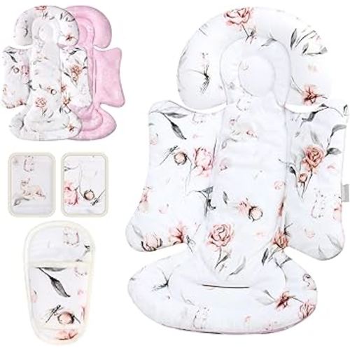 Infant Insert Compatible with 4moms Mamaroo Swing & Graco Swing and Infant Car Seat, Newborn Insert, Baby Head and Body Support, Reversible Design, Breathable Soft Fabric (Floral)