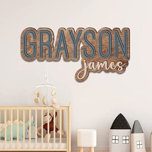 Custom Wooden Name Sign for Boys, Baby Name Signs for Nursery, Kids Room Décor, A1