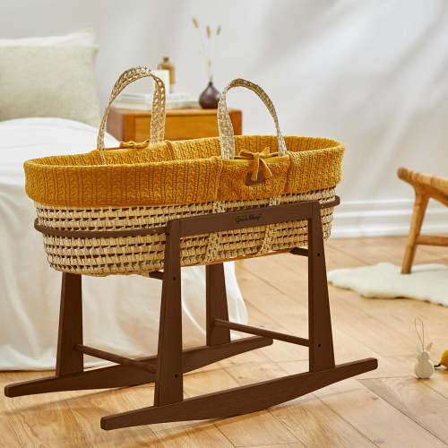 Organic Knitted Moses Basket, Mattress & Rocking Stand — Honey ‐ The Little Green Sheep
