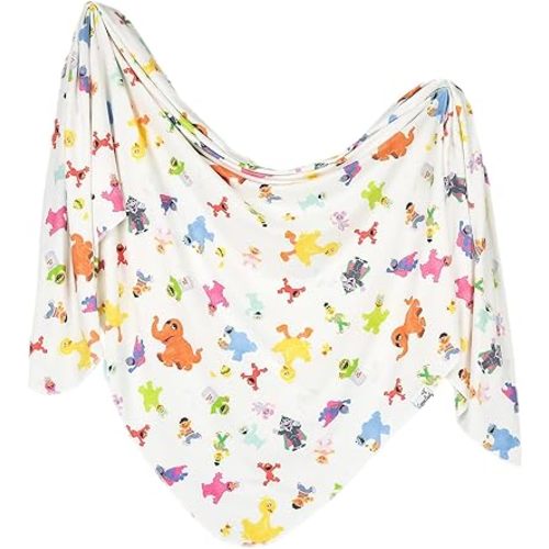 Copper Pearl Baby Swaddle Blanket - Premium Knit Baby Blanket, Large Soft Stretchy Receiving Blankets for Baby Boy and Girl, Swaddles for Newborn, Infant, and Toddler (Sesame Friends)