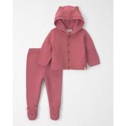 Baby Girl 2-Piece Organic Cotton Sweater Knit Cardigan & Pant Set - Little Planet | Carter's