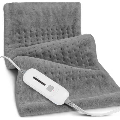 Cowin 12''x24'' Weighted Heating Pad for Back Shoulders, Fast-Heating, Soft Machine Wash Fabric with 3 Heat Settings, Auto Shut Off, Gray