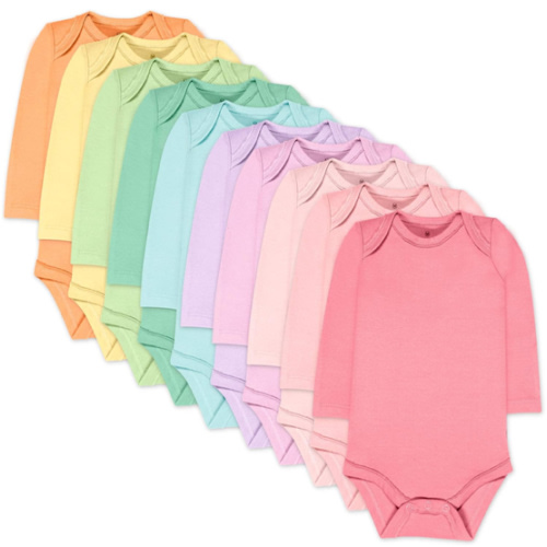 HonestBaby 10-Pack Long Sleeve Bodysuits One-piece 100% Organic Cotton for Infant Baby Boys, Girls, Unisex