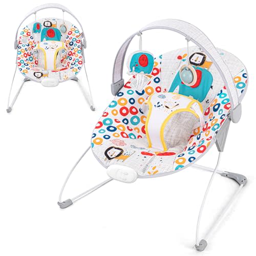 Baby Bouncer, Baby Bouncers for Infants, Portable Baby Bouncer Seat for Newborns with Music Soft Seat Cushion, Adjustable Infant Bouncer for Babies 0-6 Months 6-20 lbs Unisex
