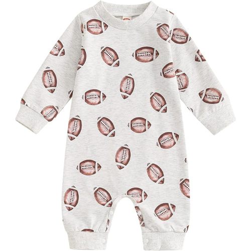 SAYOO Infant Baby Boys Football Outfit Rugby Print Funny Sport Sweatshirt Romper Playsuit Football Season Bodysuit Jumpsuit
