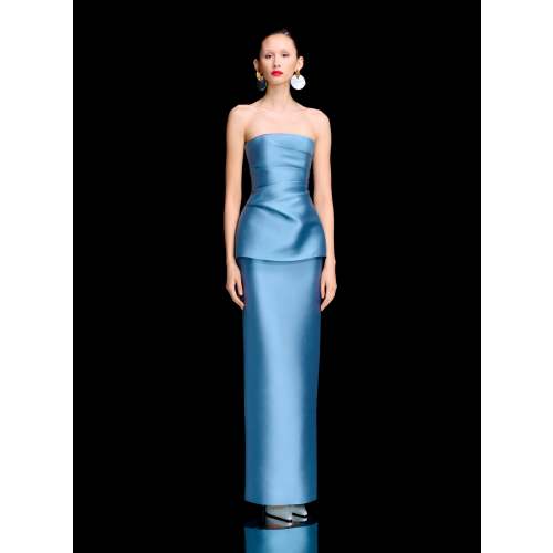 The Lucille Maxi Dress in Slate Blue