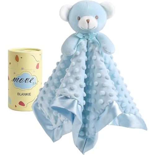 Loveys for Babies, Soft Baby Security Blanket Lovies for Babies, Stuffed Animals Blankie for Newborn Infant with Baby Snuggle Toy, Boys Gilrs Gifts Blue Bear Security Blanket 16 Inch