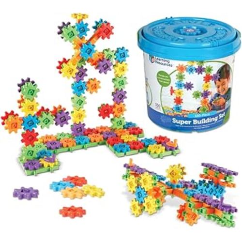 Learning Resources Gears! Gears! Gears! Super Building Toy Set, STEM Toys, Construction Toys, Gears for Kids, 150 Pieces, Ages 3+, Blue