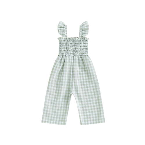 Loicainy Baby Toddler Girl Plaid Jumpsuit 6 12 18 24 Months 2T 3T 4T Ruffle Sleeveless Smocked Romper Suspender Pants Summer Outfit