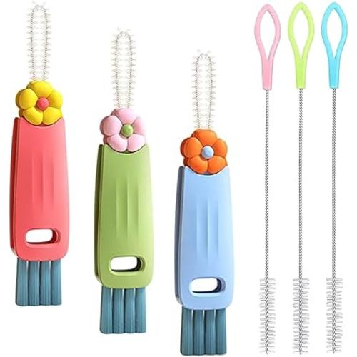 3 in 1 Cup Lid Cleaning Brush, Crevice Cleaner Brush Set for Water Bottle, Multifunctional Portable Straw Cleaner for Cup Lid Gap 3Pack