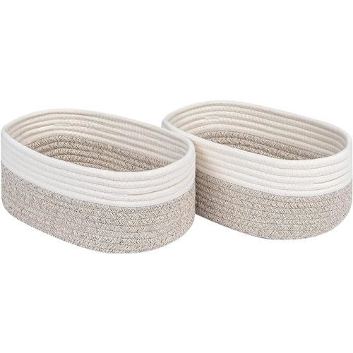 CubesLand Baskets for Shelves Storage,Cube Shelf Closet Storage Bins Set 2,Long-lasting &Skin-friendly Toy Basket Bin,Stylish Room Decor Basket,Woven Off White/Light Brown