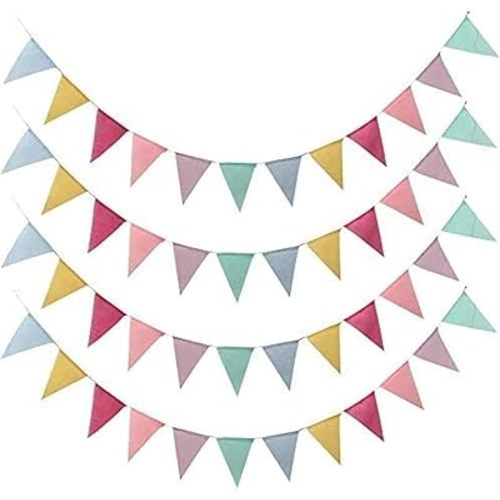 DAHI 4 Strings Pennant Banner Flags Pastel Multicolor Bunting Triangle Banner Pastel Pennants for Birthdays School Carnival Garland Outdoor Events Party Hanging Decorations
