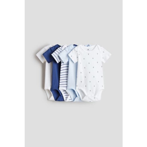 5-pack cotton bodysuits, 0-3M