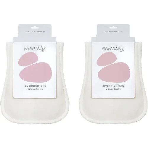 Esembly Overnighters – Organic Cotton Cloth Diaper Booster Inserts with Stay-Dry Fleece – Reusable Nighttime Absorbency Doublers for Heavy Wetters – One Size, Pack of 4